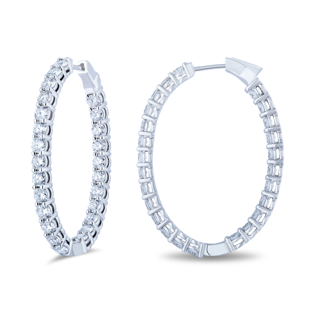 TIVOL 18K White Gold and Diamond Inside/Out Hoop Earrings