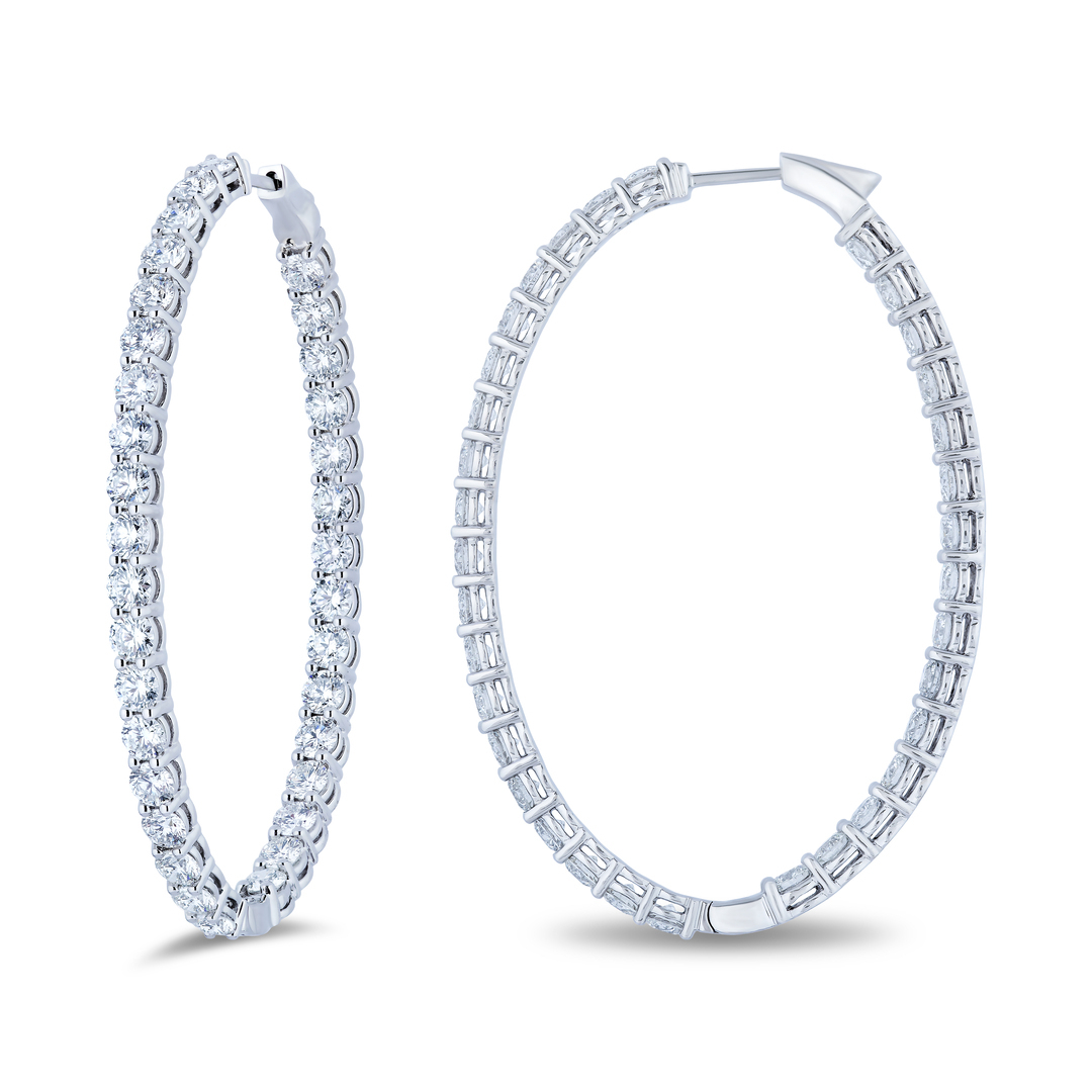 18k White Gold and Diamond Inside Out Hoop Earring