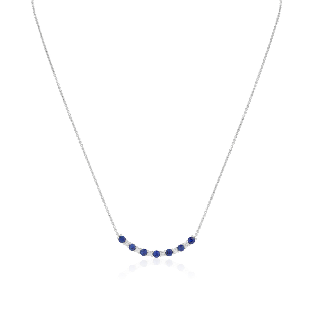 18K White Gold Sapphire and Diamond Necklace