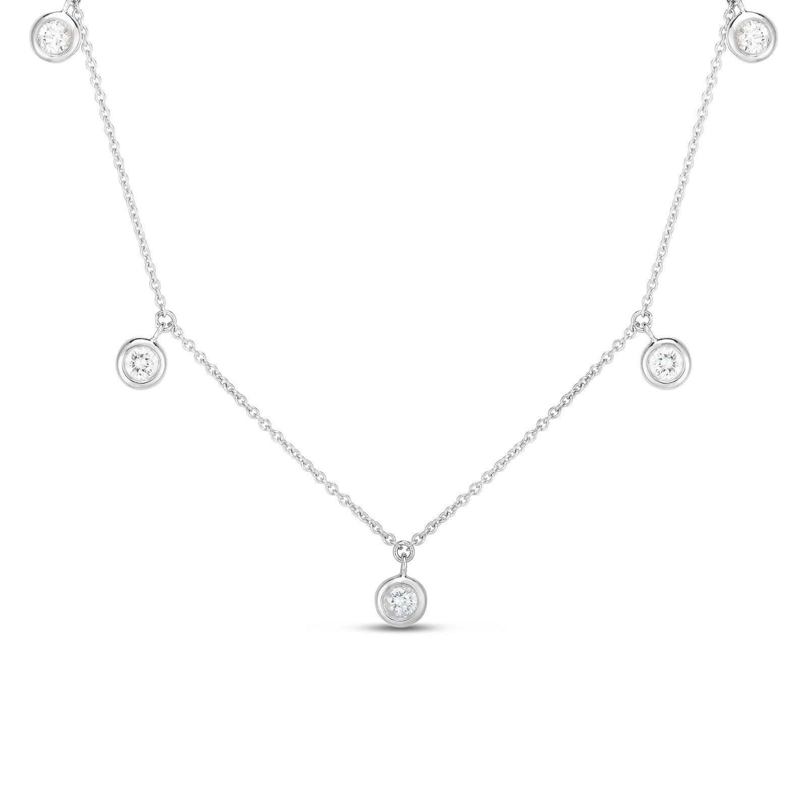 18K White Gold Five Station Diamond Necklace