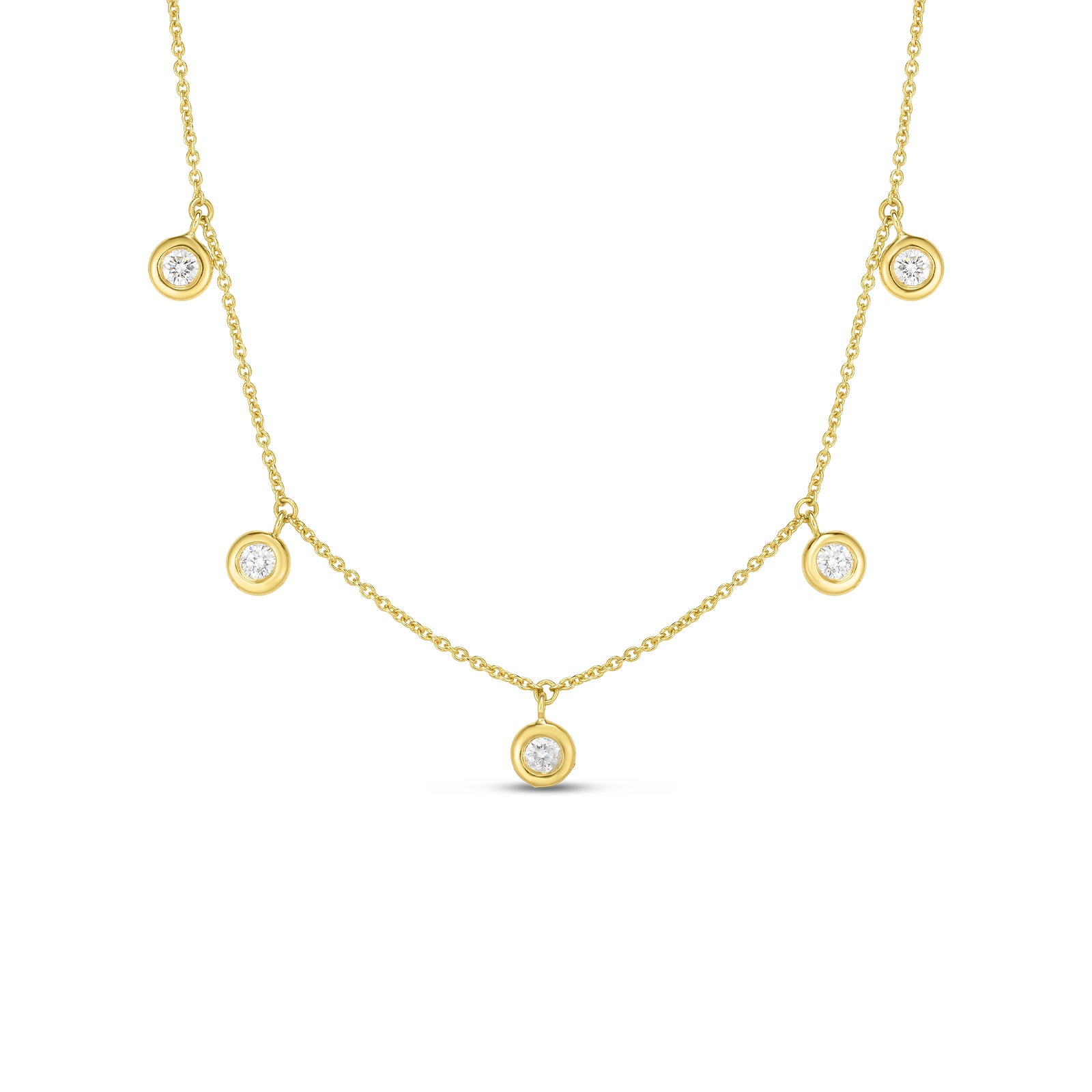 18K Yellow Gold Five Station Diamond Necklace