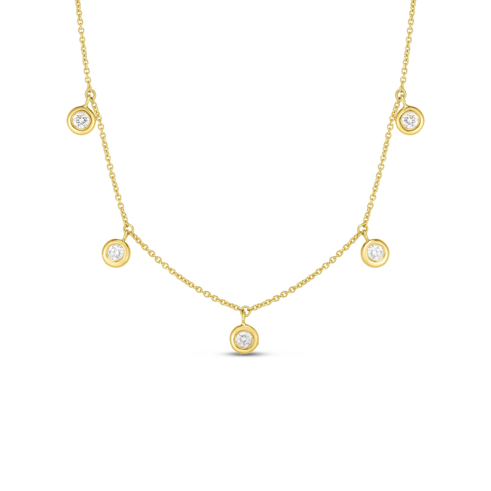 18K Yellow Gold Five Station Diamond Necklace