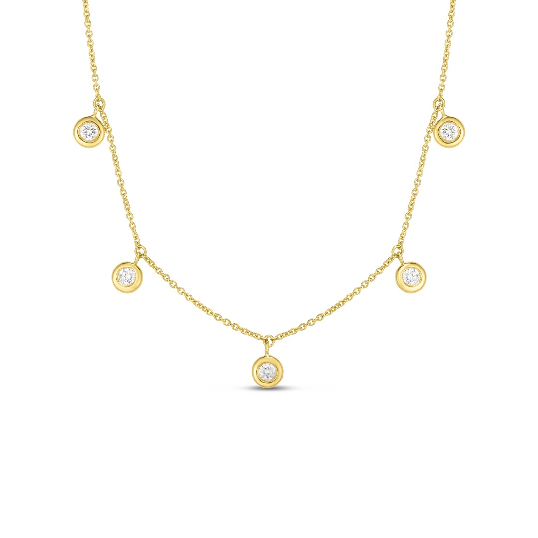 18K Yellow Gold Five Station Diamond Necklace