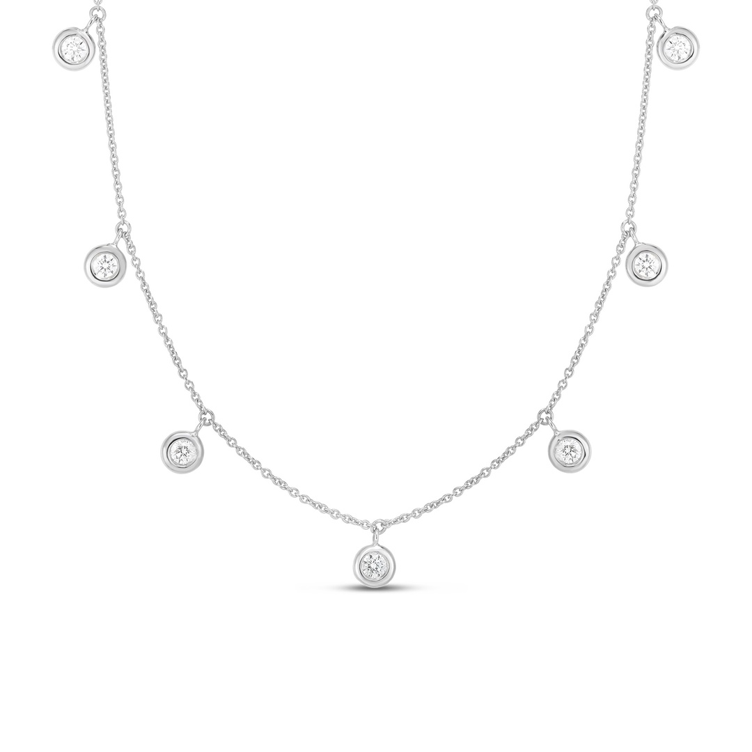 18K White Gold 7 Station Diamond Necklace