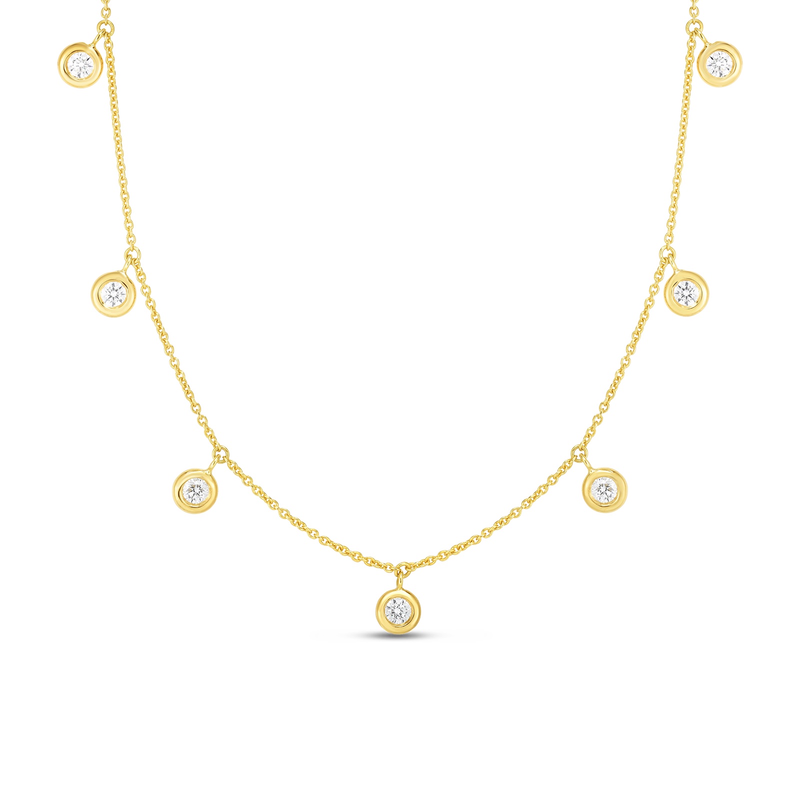 18K Yellow Gold Seven Station Diamond Necklace