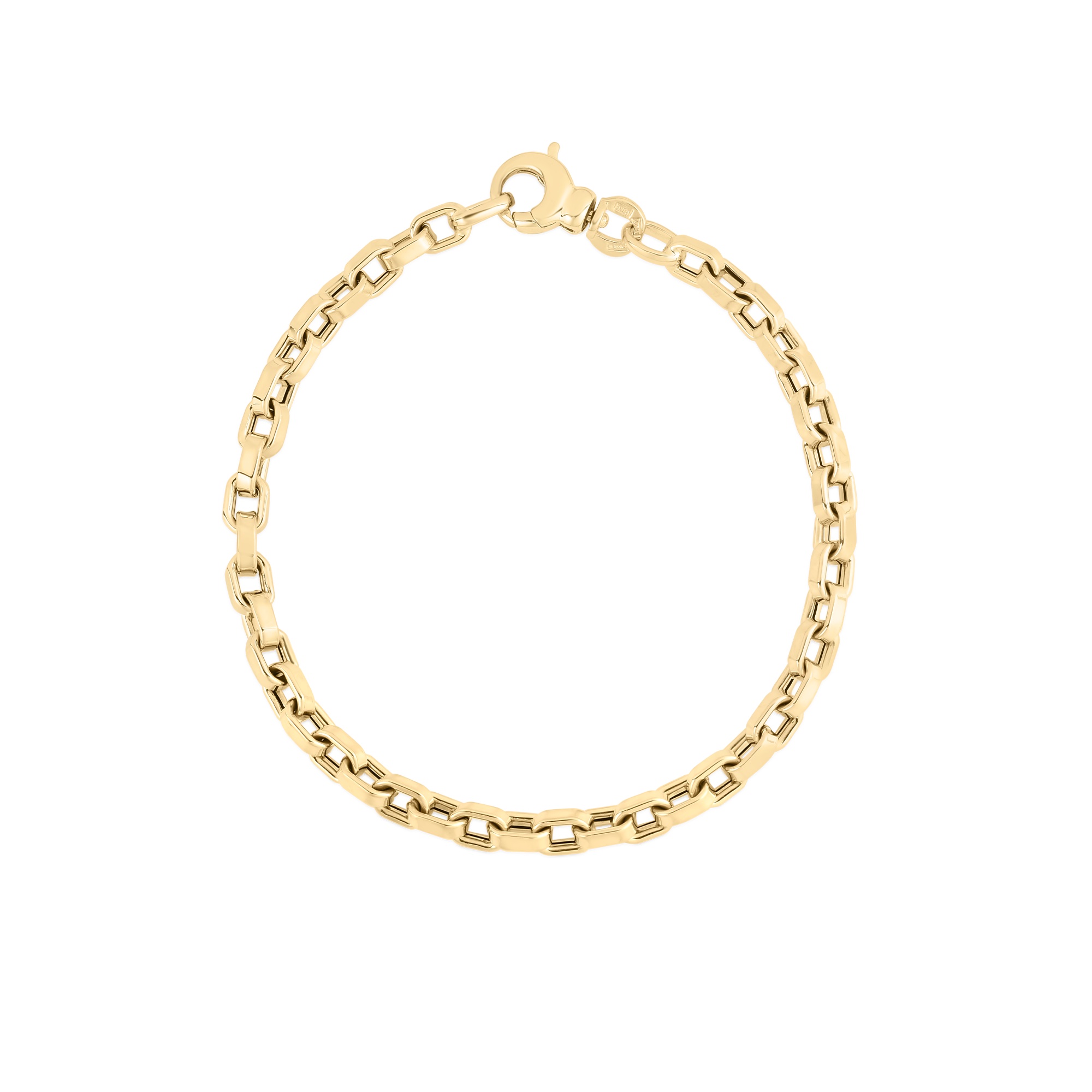 18K Yellow Gold Square Link Chain Bracelet