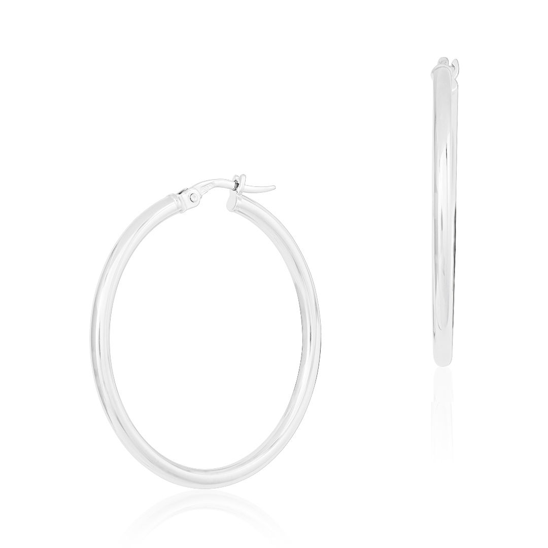 18K White Gold Hoop Earrings Hoop Earrings