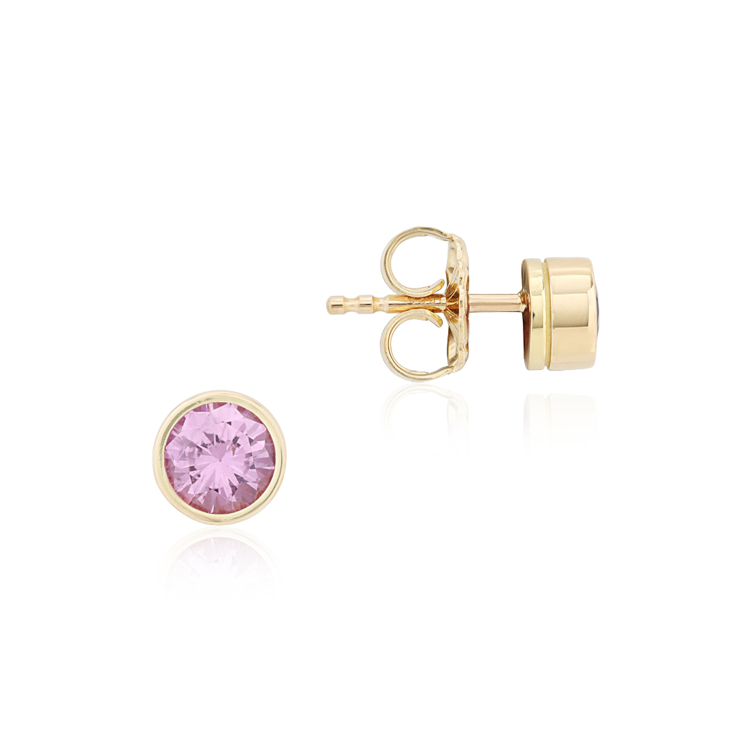 TIVOL 18k Yellow Gold and Pink Sapphire Studs