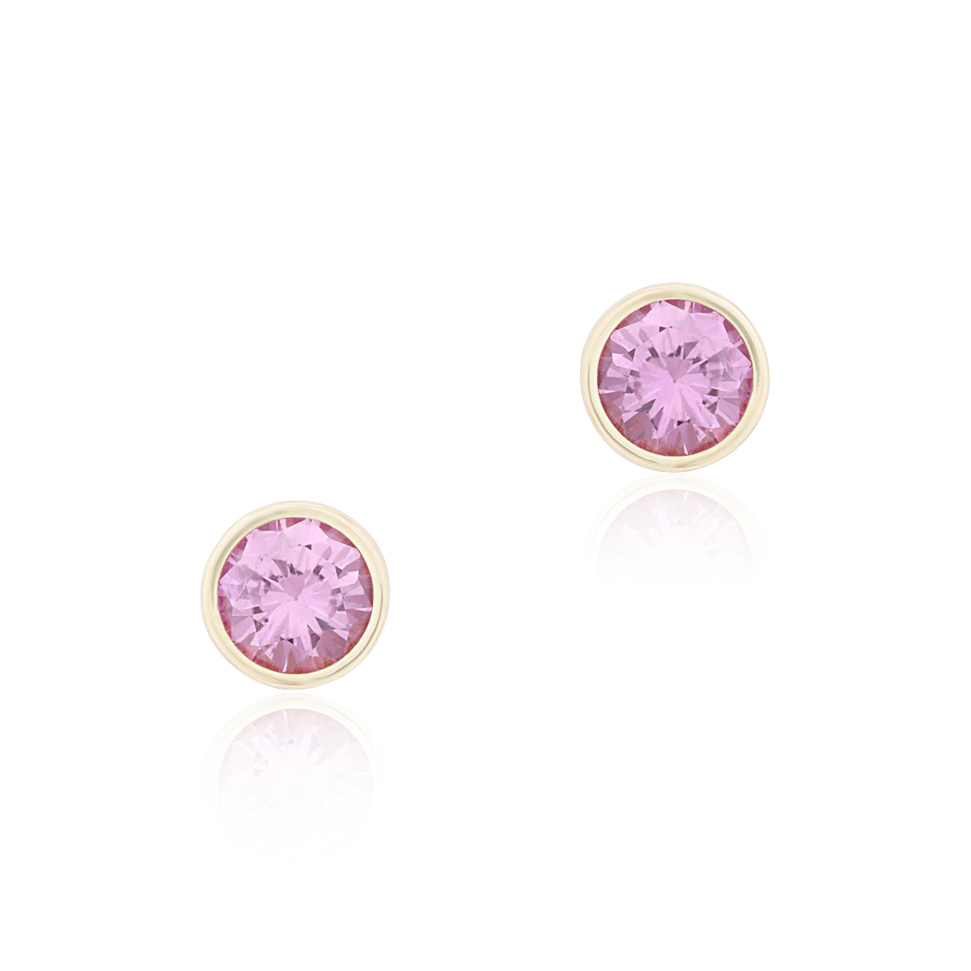 TIVOL 18k Yellow Gold and Pink Sapphire Studs