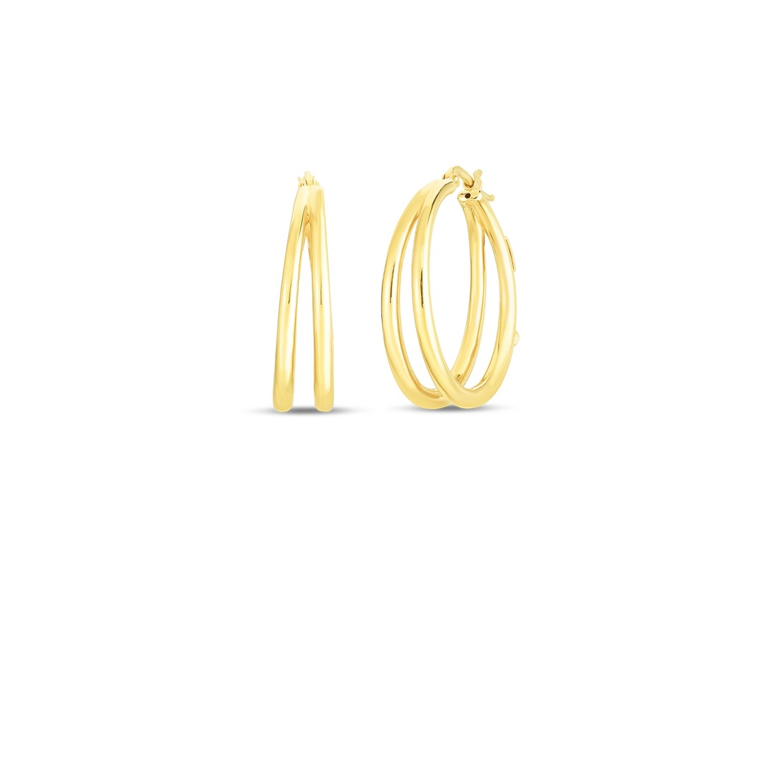 18K Yellow Gold Double Hoop Earrings