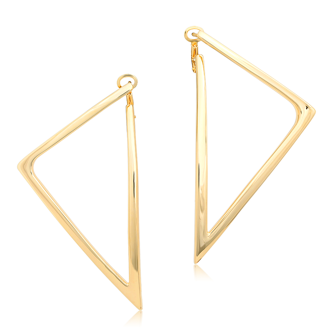 18K Yellow Gold Triangle Earrings