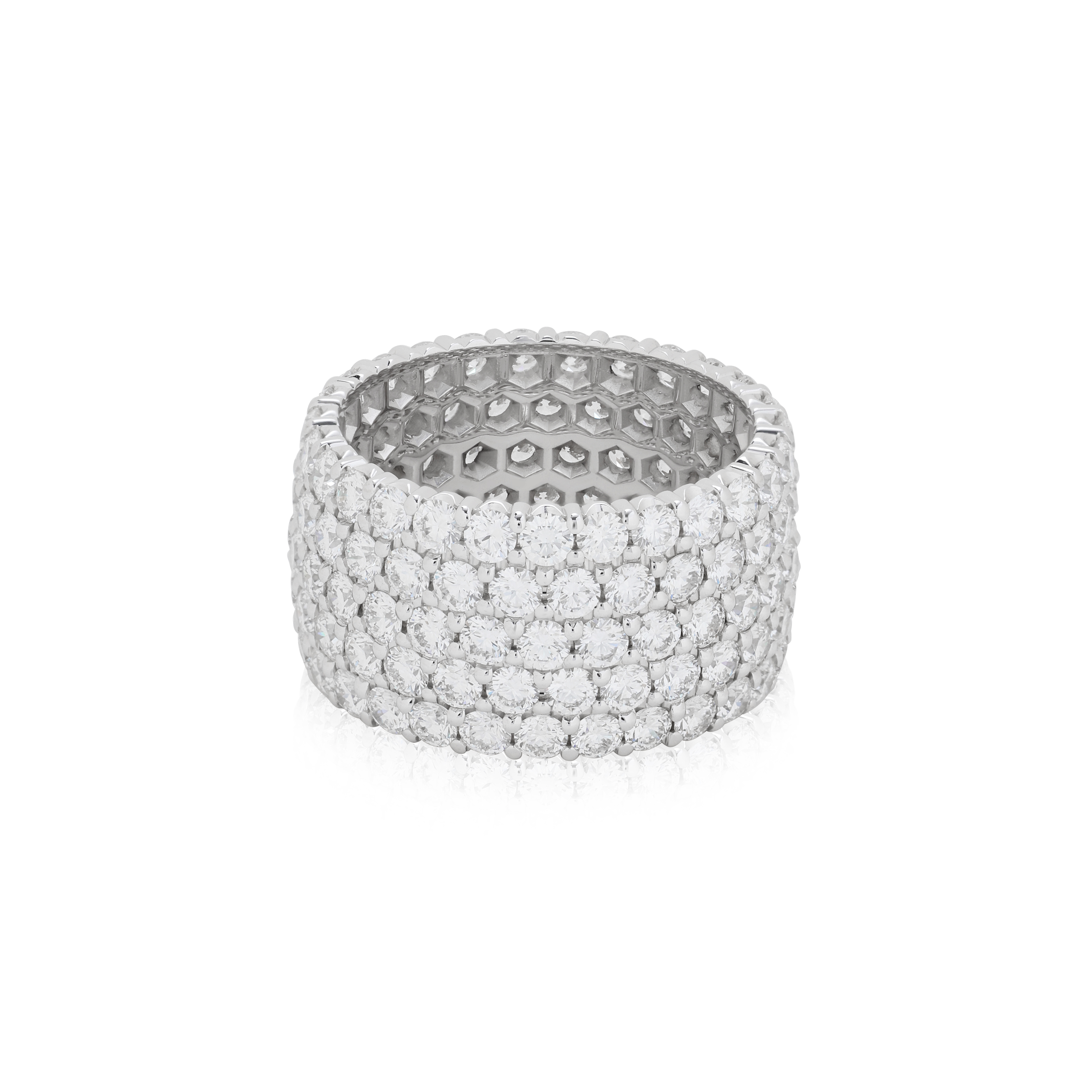 TIVOL 18K White Gold 5 Row Diamond Eternity Band itemprop=