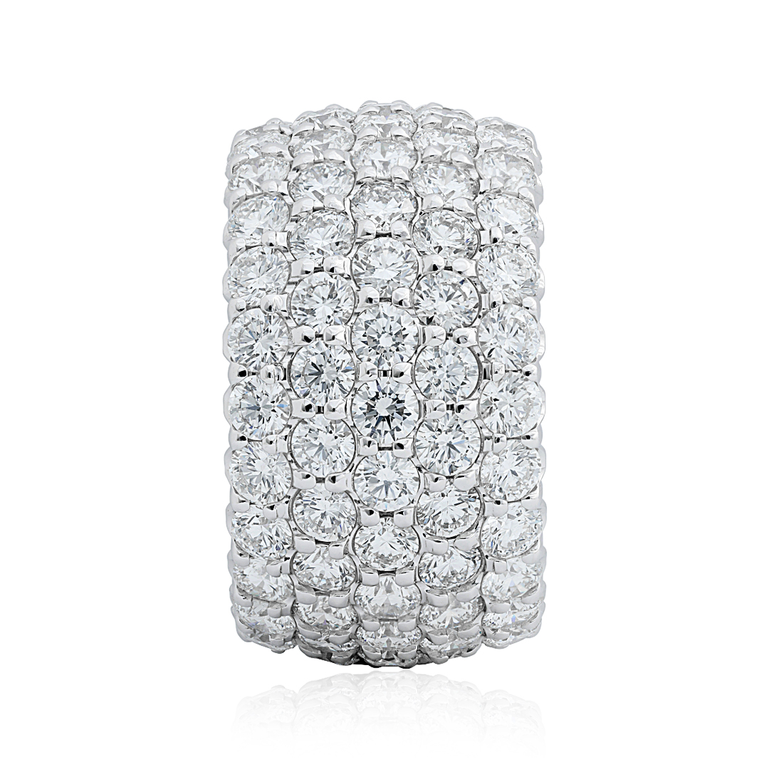 18K White Gold Five Row Diamond Band