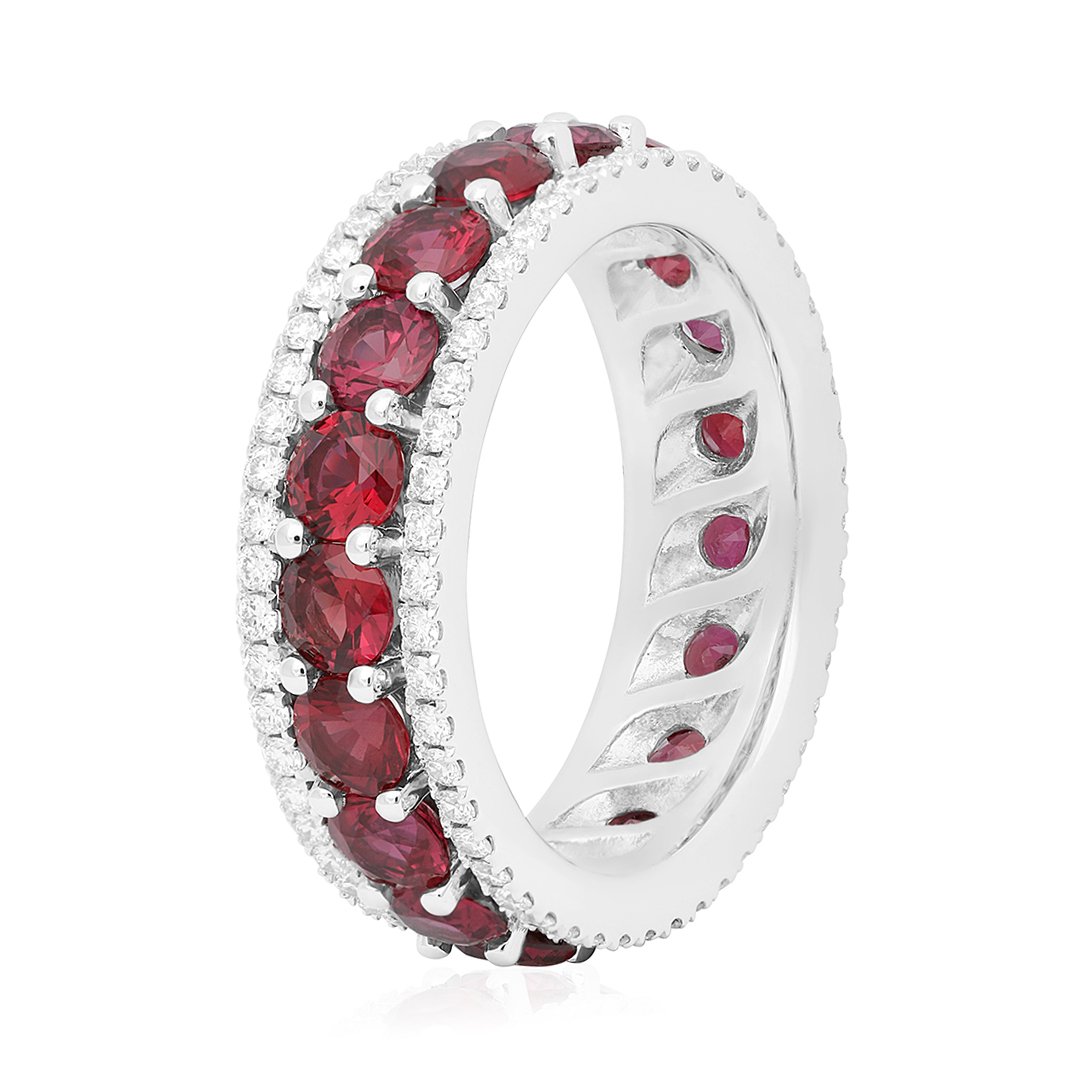 Tivol White Gold Ruby and Diamond Band