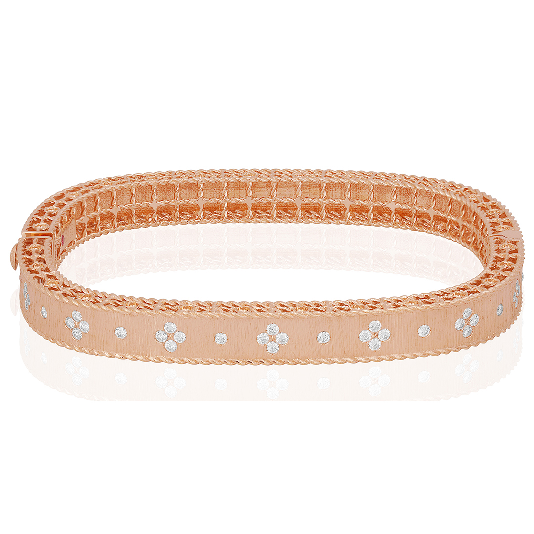 18K Rose Gold Princess Collection Diamond Bangle Bracelet