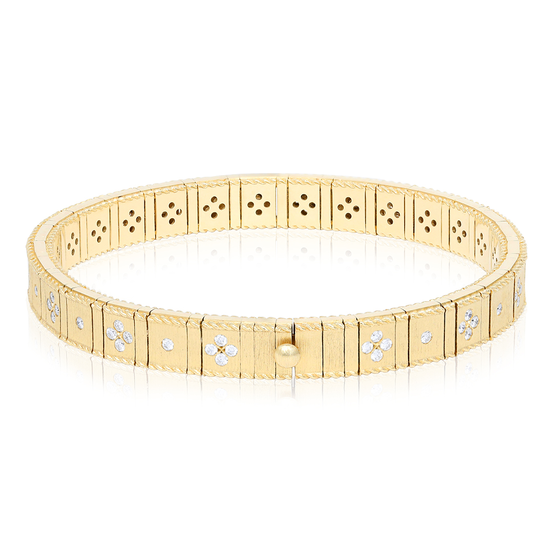 18K Yellow Gold Princess Collection Diamond Bangle Bracelet