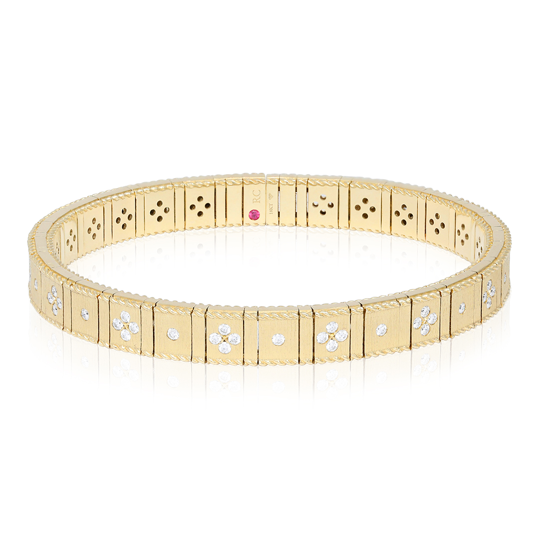 18K Yellow Gold Princess Collection Diamond Bangle Bracelet