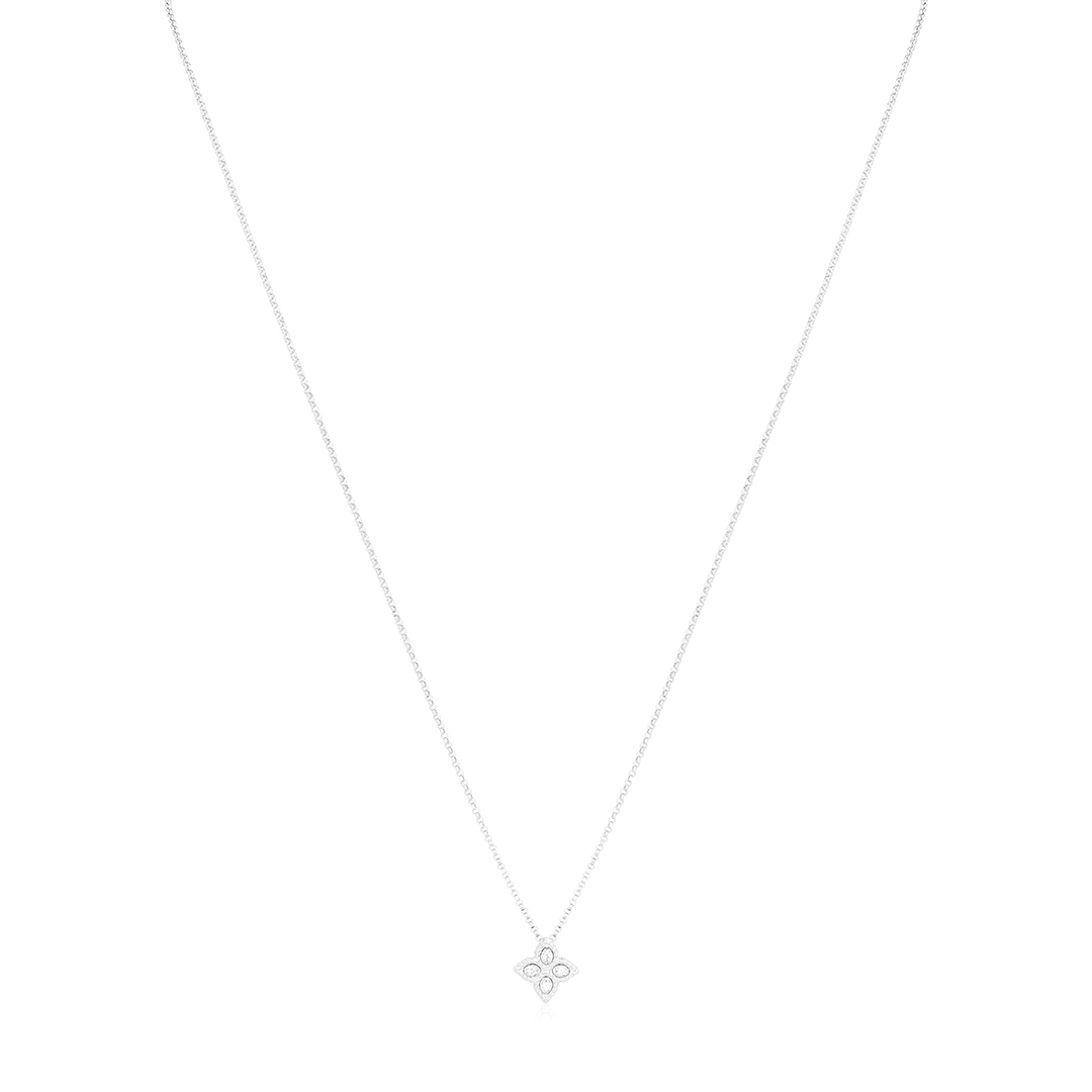 Roberto Coin 18K White Gold Princes Flower Diamond Necklace
