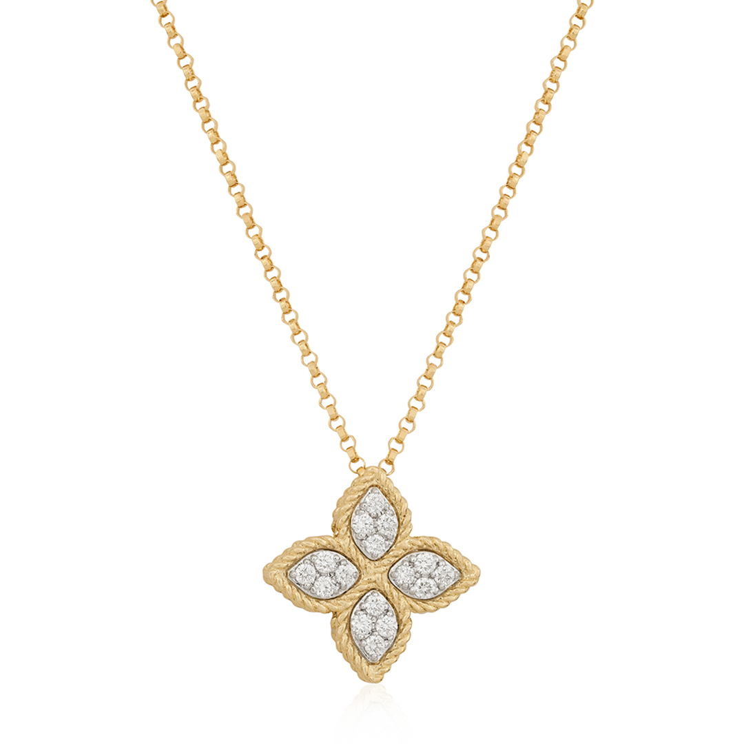 18K  Yellow Gold Princess Flower Necklace