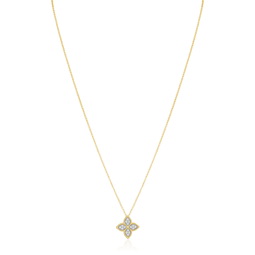 18K  Yellow Gold Princess Flower Necklace