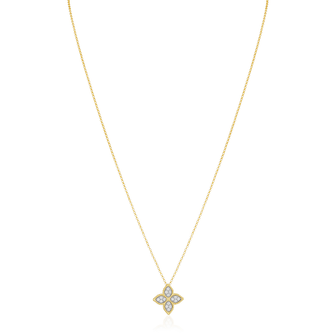 18K  Yellow Gold Princess Flower Necklace