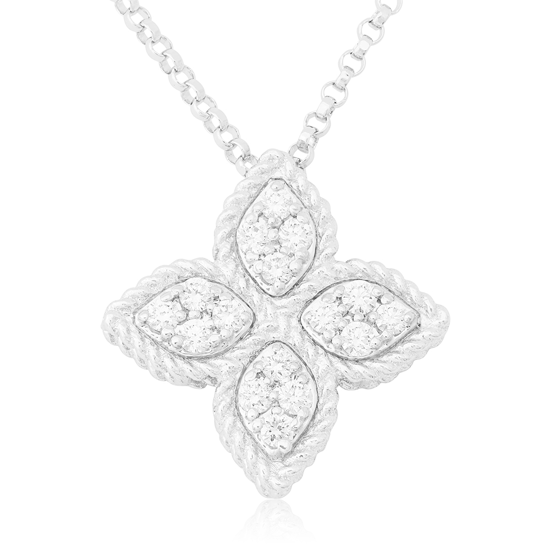 Roberto Coin White Gold Princess Flower Necklace