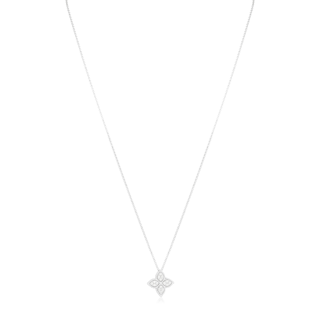 Roberto Coin White Gold Princess Flower Necklace