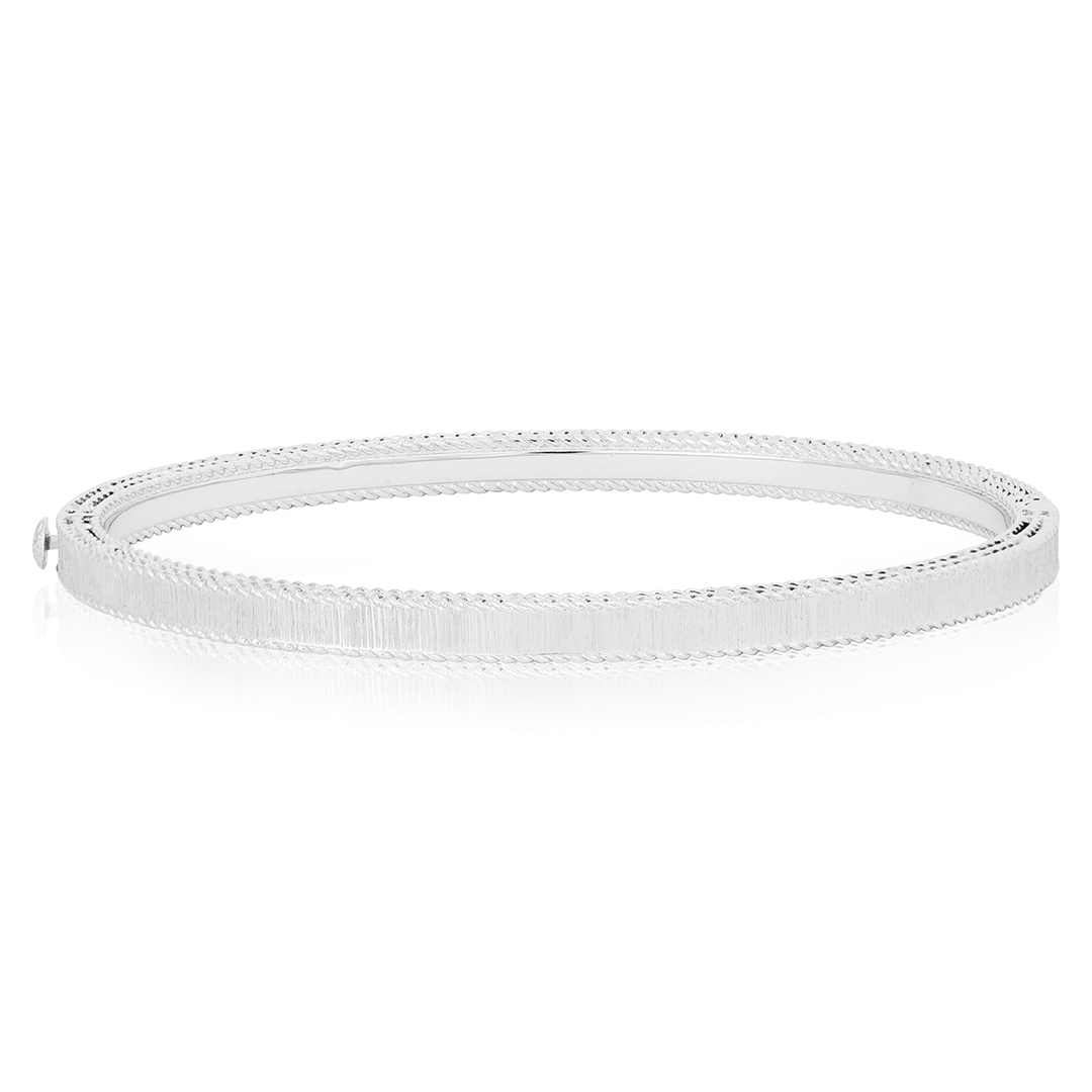 18K White Gold Princess Collection Bangle Bracelet with Diamonds