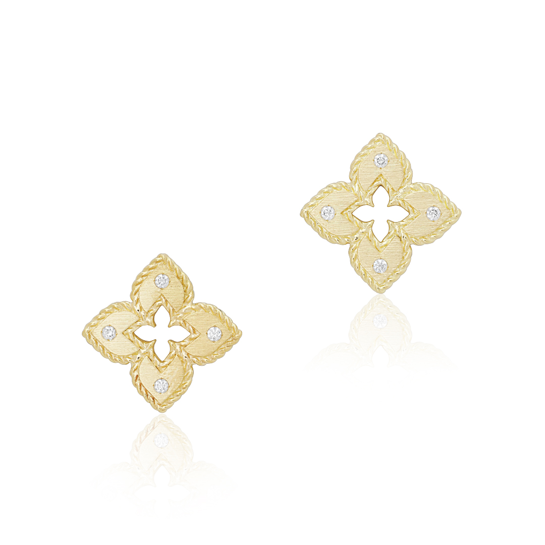 18K Yellow Gold Venetian Princess Collection Petite Flower Earrings