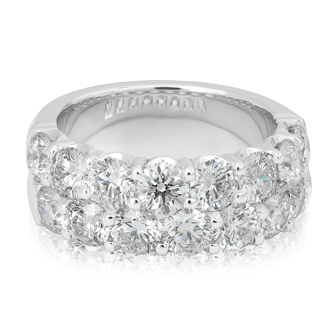 18K White Gold Two Row Diamond Band