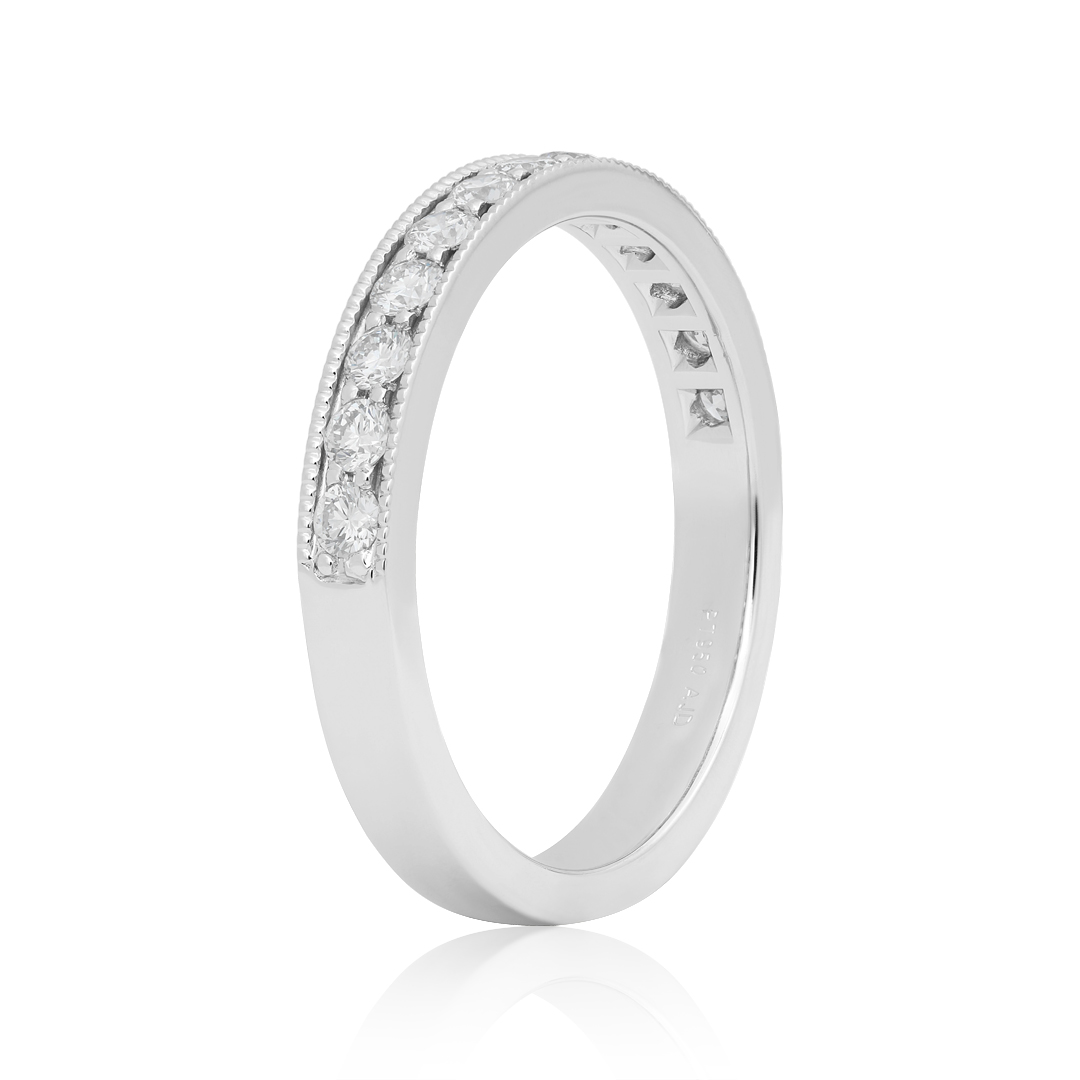 TIVOL Platinum and Diamond Wedding Band with Milgrain Detail