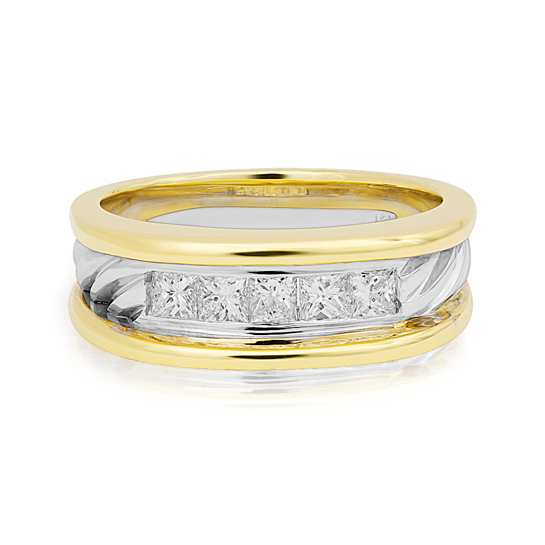 TIVOL 18K White and Yellow Gold Diamond Men's Band