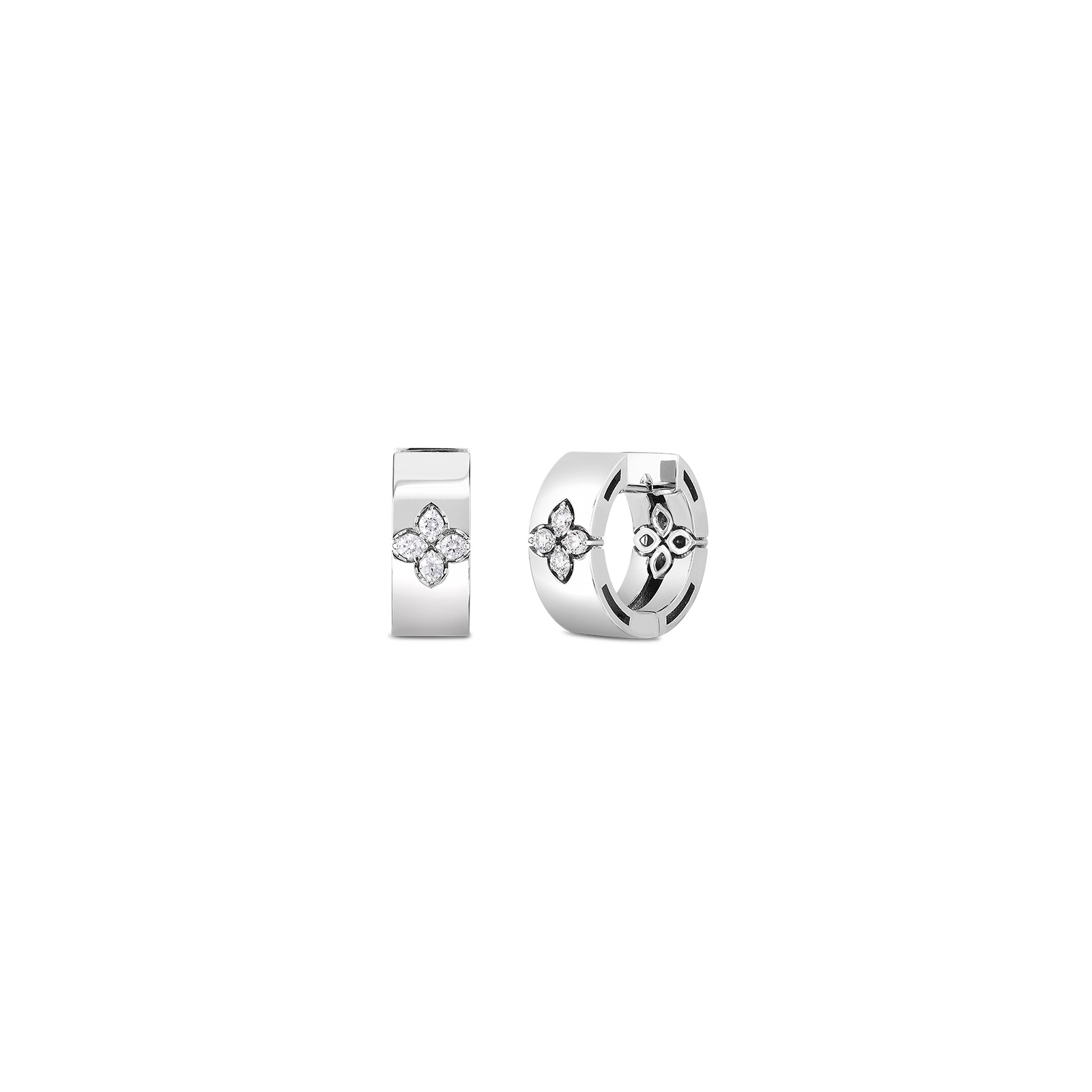 18K White Gold Love in Verona Collection Huggie Hoop Earrings