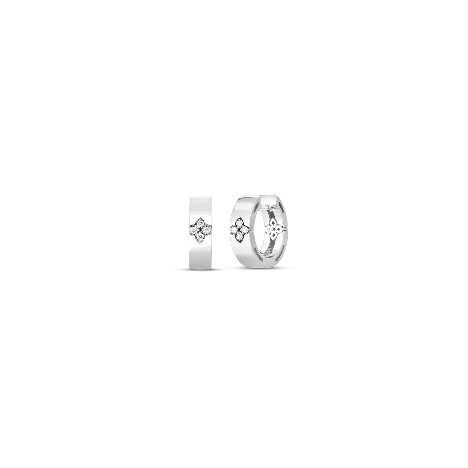 18K White Gold Verona Collection Huggie Hoop Earrings