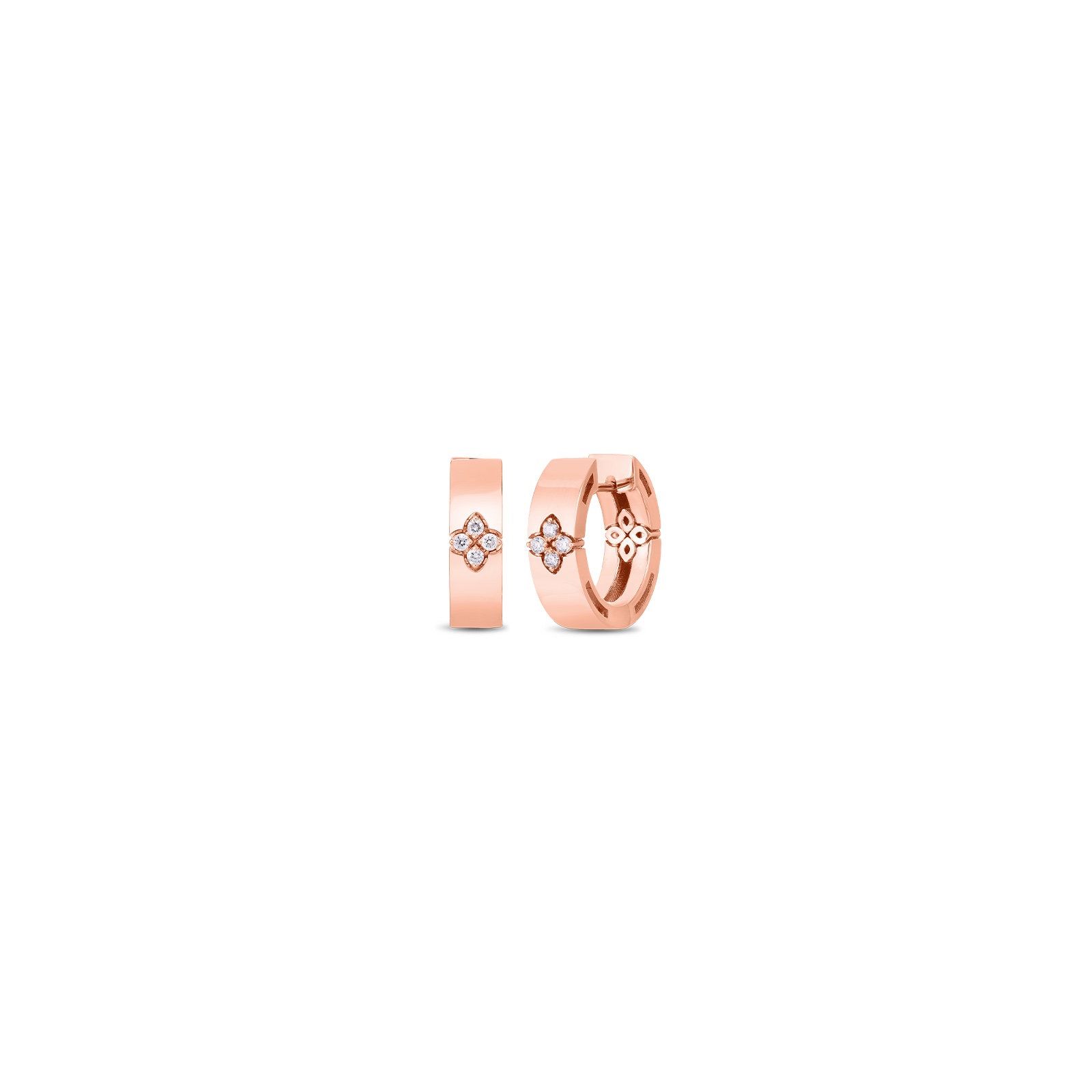 18K Rose Gold Verona Collection Huggie Hoop Earrings