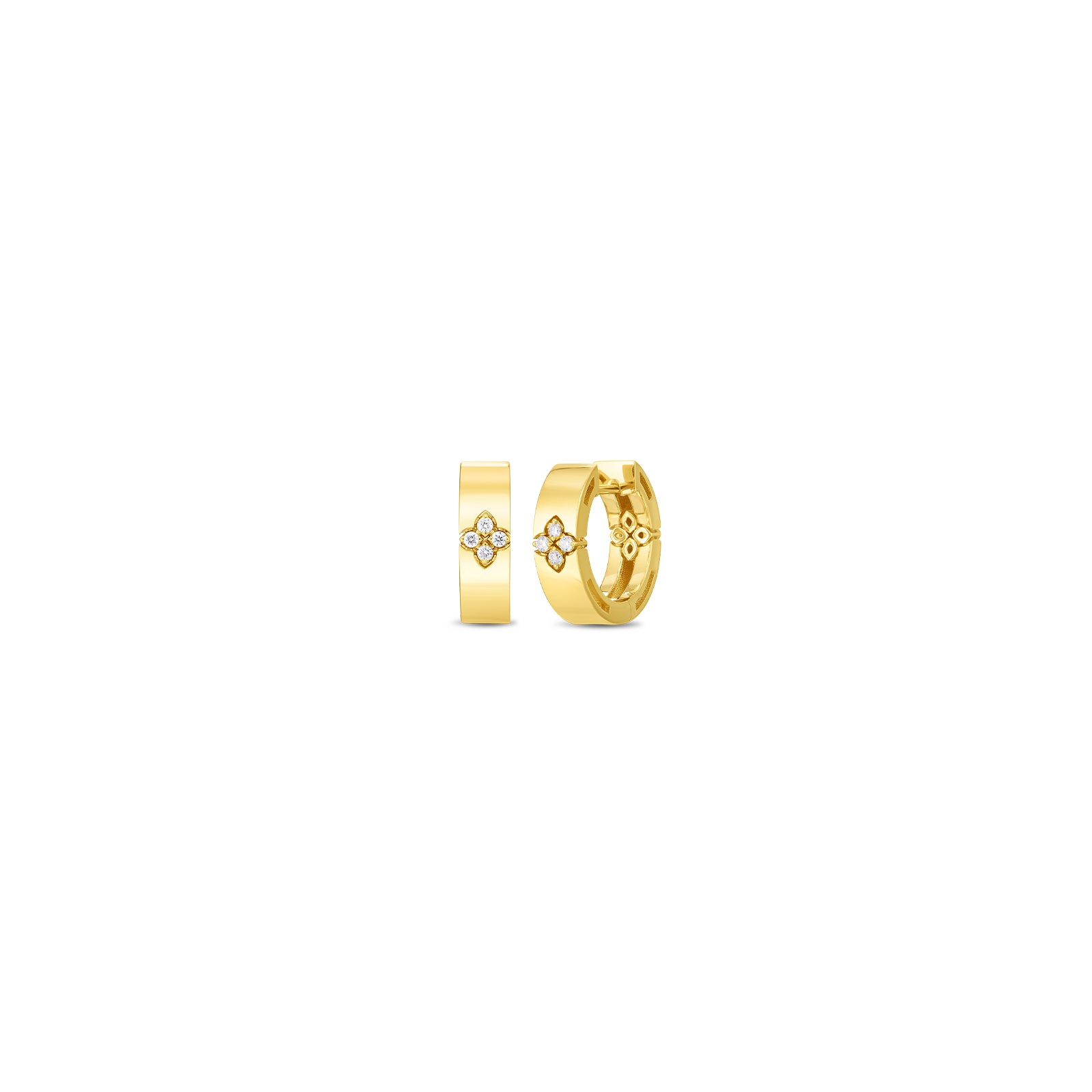 18K Yellow Gold Verona Collection Diamond Huggie Hoop Earrings