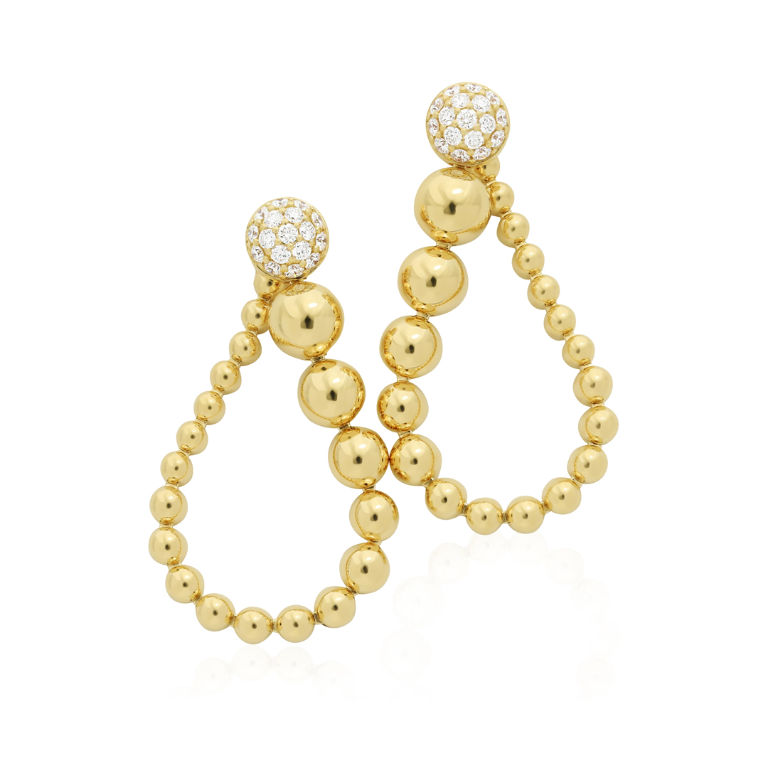 18K Yellow Gold Tassel Drop Convertible Diamond Earrings