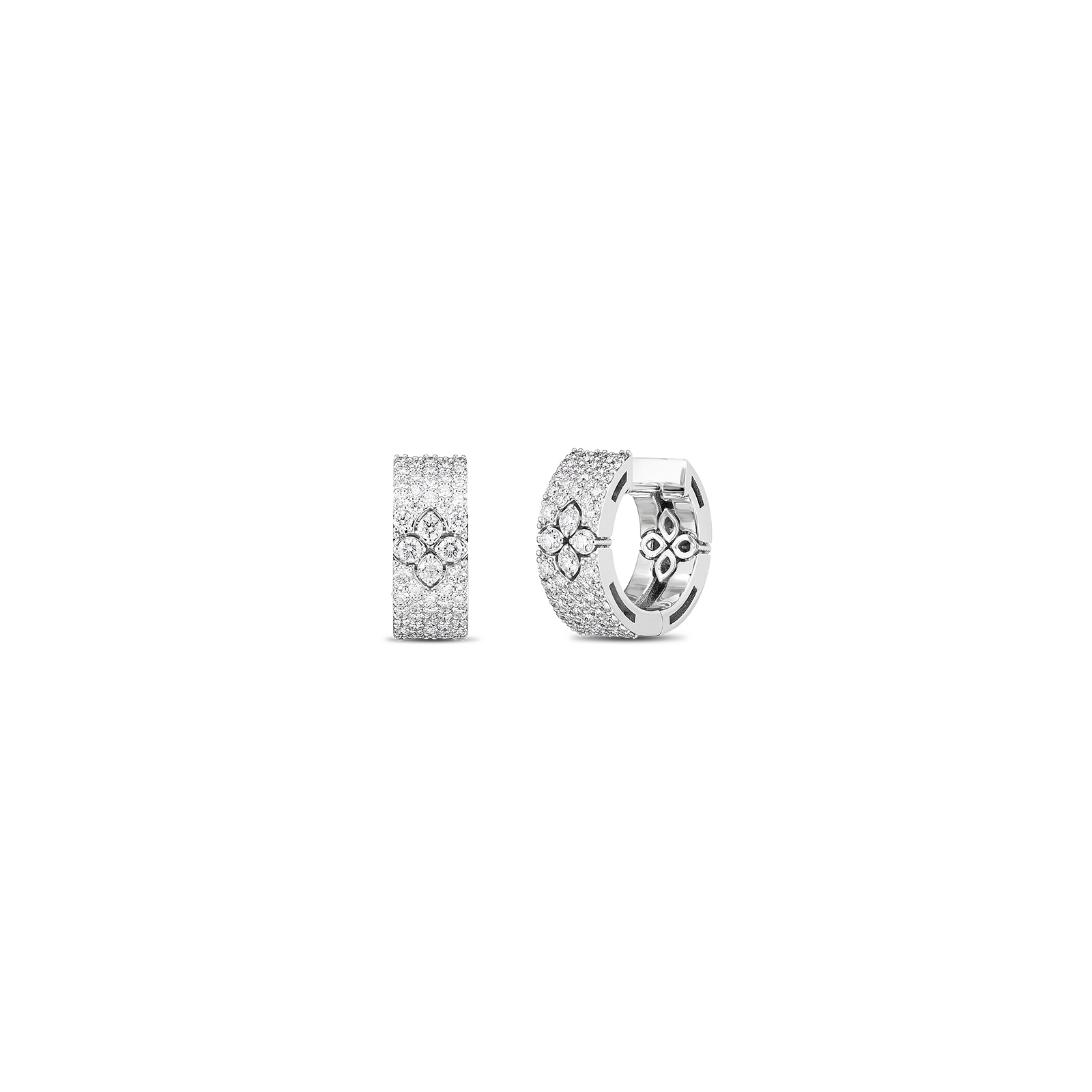 18K White Gold Love in Verona Diamond Huggie Hoop Earrings