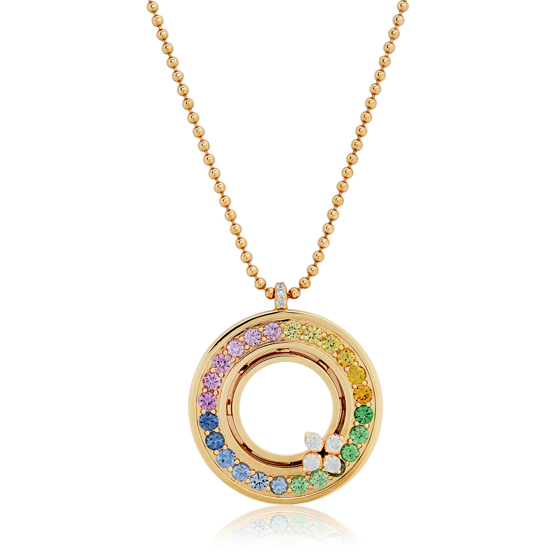 18K Rose Gold Verona Collection Rainbow Medallion Necklace