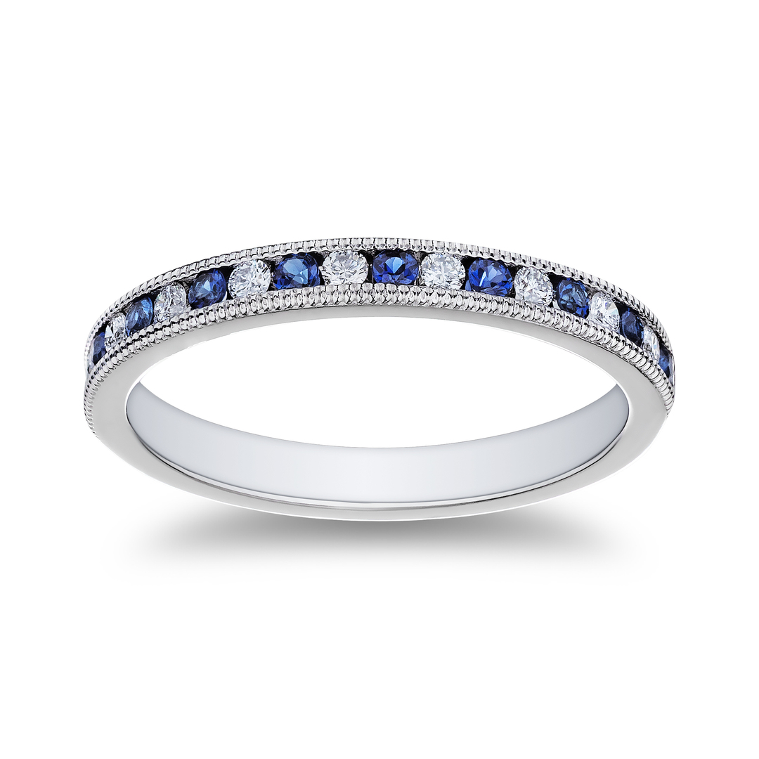 Tivol Platinum Diamond and Sapphire Band