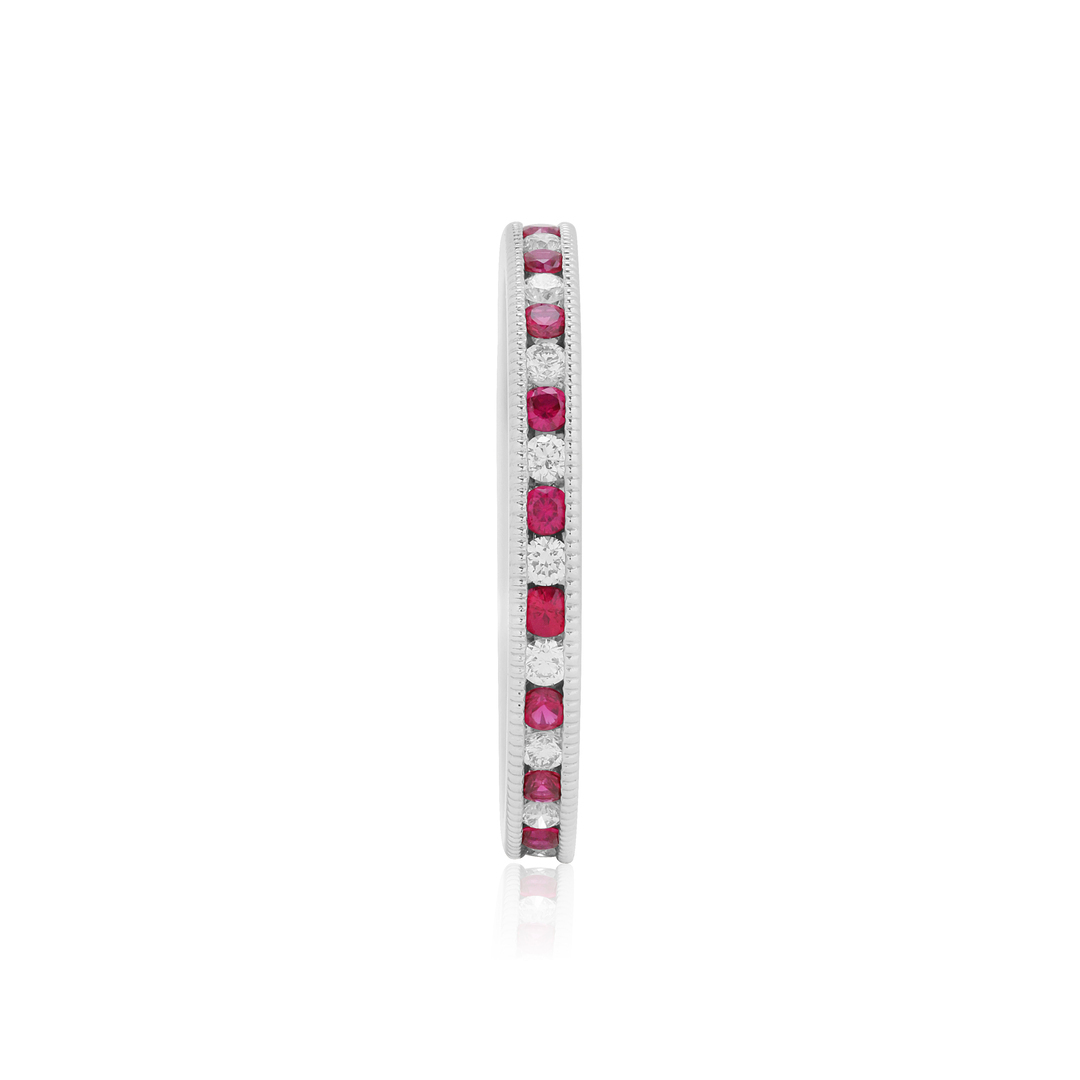 TIVOL Platinum Diamond and Ruby Eternity Band