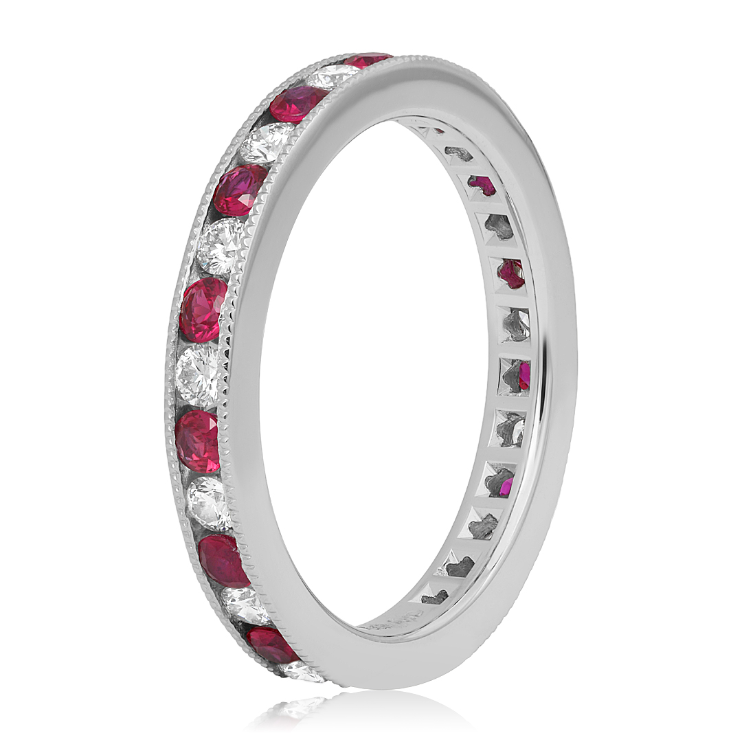 Platinum Diamond and Ruby Band