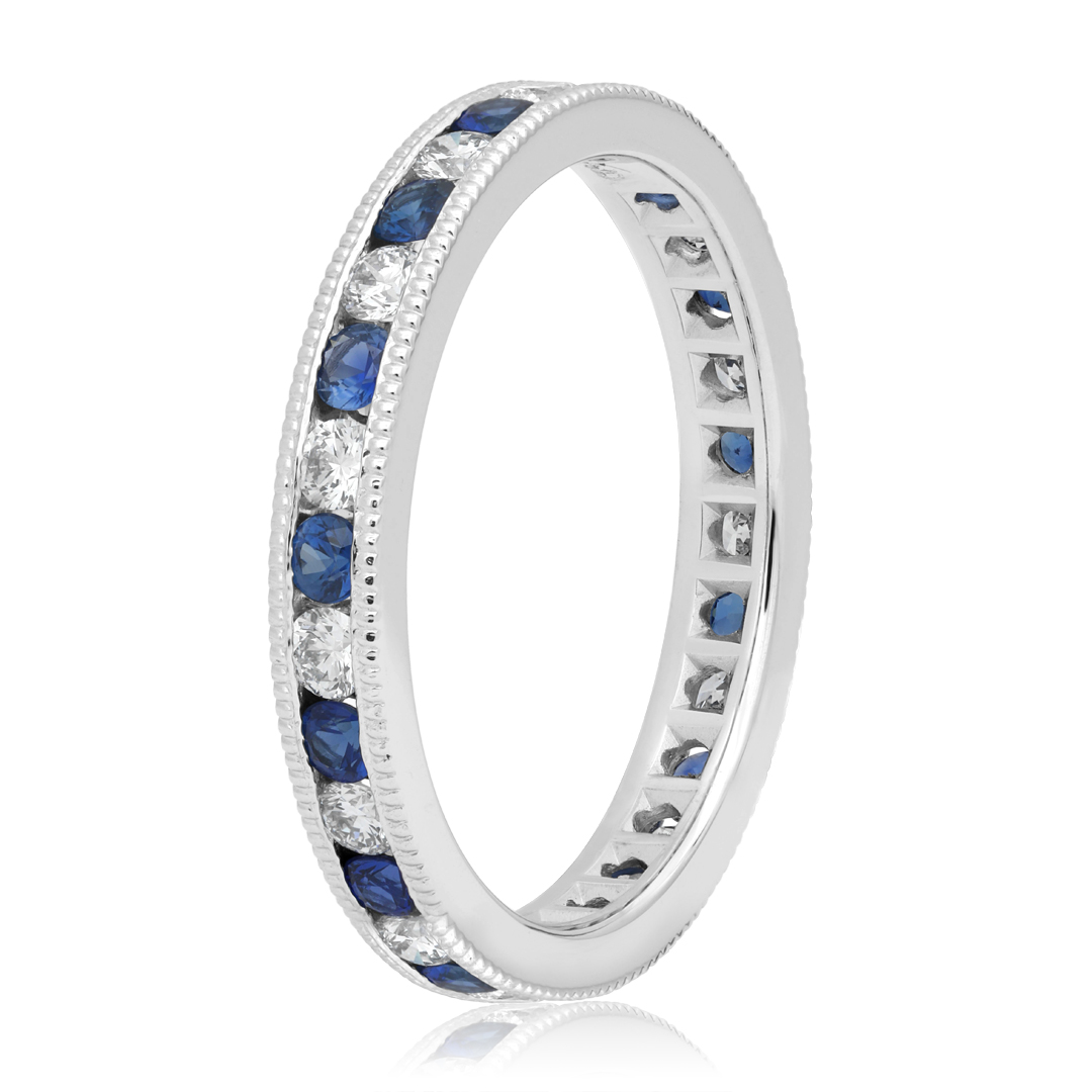 TIVOL Platinum Diamond and Sapphire Band