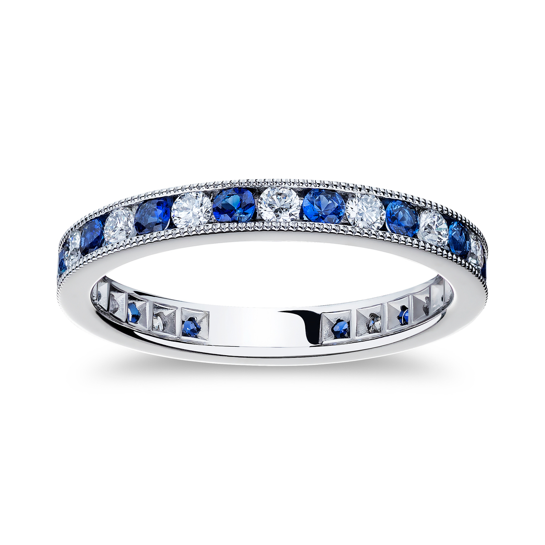 TIVOL Platinum Diamond and Sapphire Band - 12618