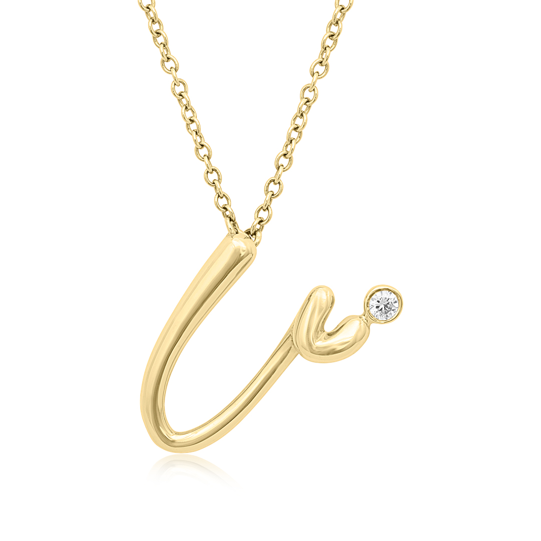 Kwiat Rose Gold Initial v Necklace