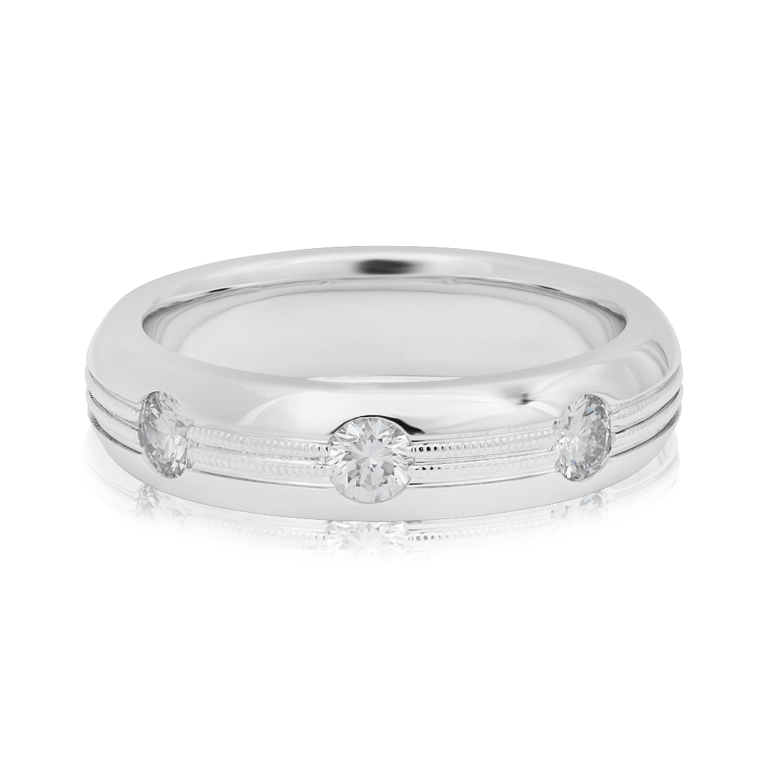 TIVOL White Gold and Diamond Men's Band itemprop=