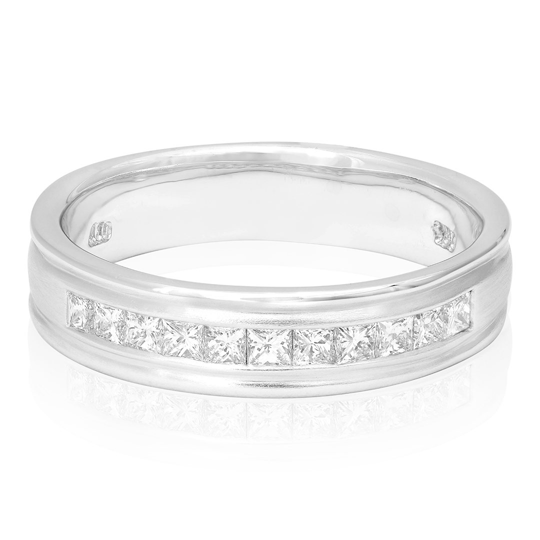 TIVOL 18K White Gold and Diammond Men's Band itemprop=