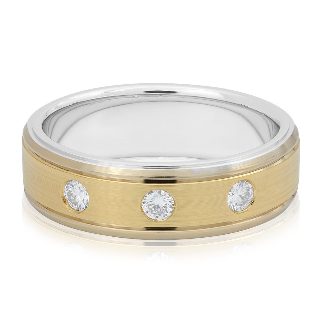 TIVOL Yellow Gold Diamond Men's Wedding Band