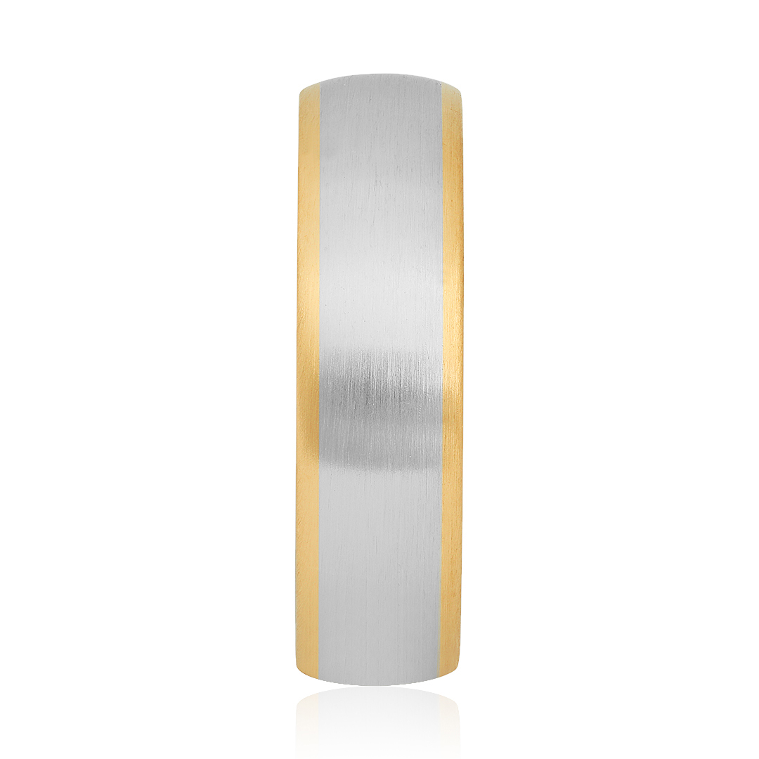 18K White Gold; Platinum and Yellow Gold Men's Wedding Band