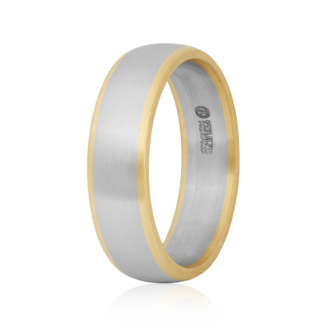 18K White Gold; Platinum and Yellow Gold Men's Wedding Band
